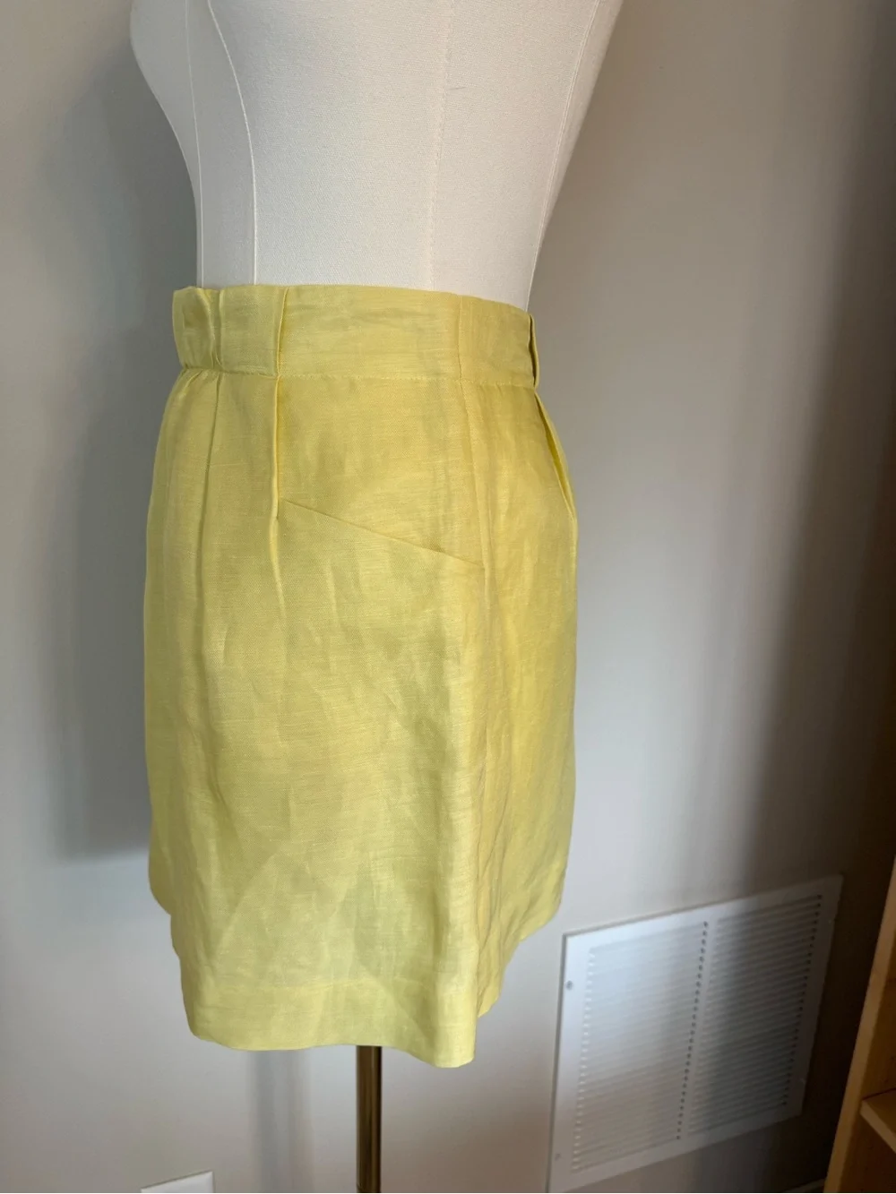 J. Crew Linen Silk Blend Paperbag Skirt Yellow Pockets Size 2 Lined